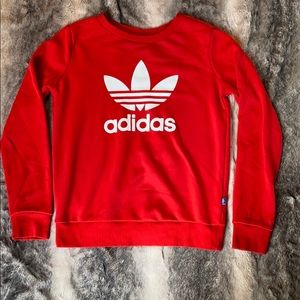 extra small adidas red crewneck sweatshirt